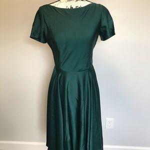 Vintage Inspired 1950s Emerald Green Satin Dress